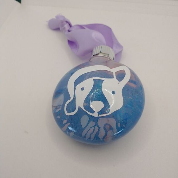 Hand Crafted Dog Christmas Ornament Decorations Plastic Bulb Purple - Picture 3 of 5
